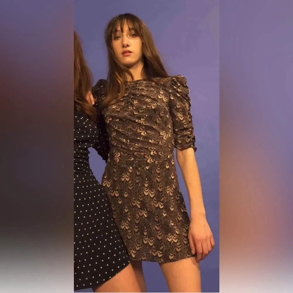 Chic Brown Patterned Mini Dress